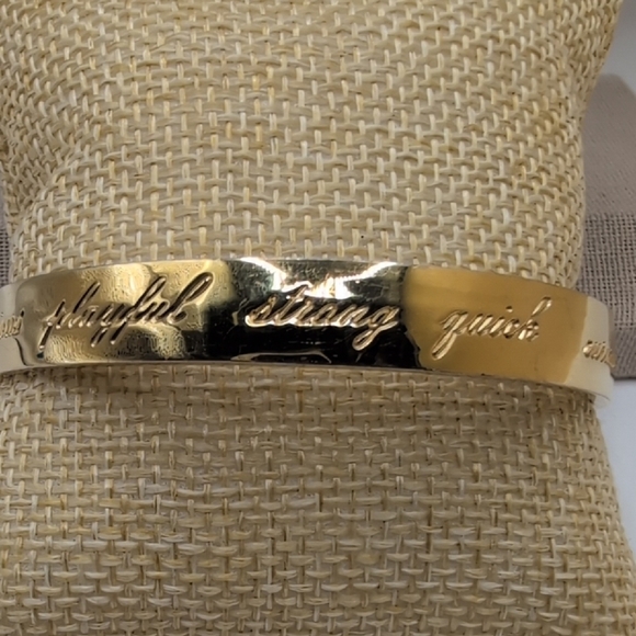 Kate Spade Gold Cuff Bracelet with Textured Finish and Engraving - Picture 5 of 7
